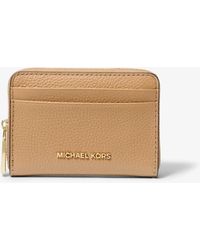 MICHAEL Michael Kors - Mk Jet Set Small Pebbled Leather Zip-Around Card Case - Lyst