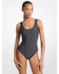 MICHAEL Michael Kors - Mk Reversible Logo Scoopneck Swimsuit - Lyst