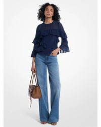 MICHAEL Michael Kors - Ruffled Georgette Blouse - Lyst