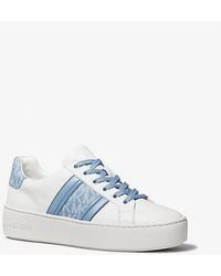 Michael Kors - Poppy Leather And Logo Stripe Sneaker - Lyst