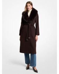 MICHAEL Michael Kors - Mk Faux Fur Trim Wool Blend Coat - Lyst