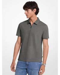 Michael Kors - Mk Cotton Blend Piqué Zip-Up Polo Shirt - Lyst