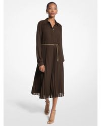 MICHAEL Michael Kors - Pleated Georgette Shirtdress - Lyst