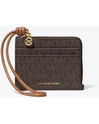 Michael Kors - Jet Set Small Signature Logo Card Case Wristlet - Lyst