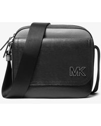 Michael Kors Hudson Color-blocked Leather Messenger Bag - Black