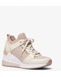 MICHAEL Michael Kors - Mk Georgie Textured Knit And Leather Trainer - Lyst