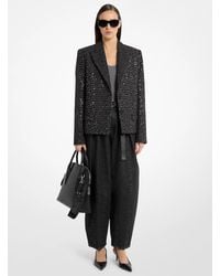 Michael Kors - Sequined Denim Tweed Cropped Blazer - Lyst