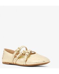 Michael Kors - Indy Flex Crackled Metallic Leather Ballet Flat - Lyst