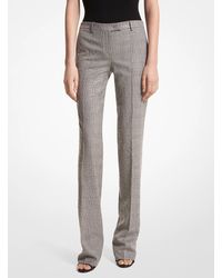 Michael Kors - Mk Carolyn Embroidered Glen Plaid Stretch Wool Trousers - Lyst