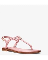 Michael Kors - Astra Leather T-Strap Sandal - Lyst