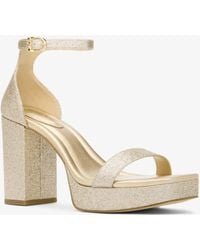 MICHAEL Michael Kors - Mk Merriam Glitter Embellished Leather Platform Sandal - Lyst