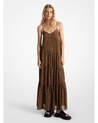 MICHAEL Michael Kors - Mk Robe Longue À Plusieurs Niveaux En Georgette À Imprimé Guépard - Lyst