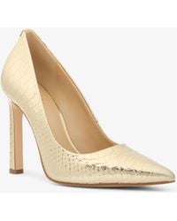 MICHAEL Michael Kors - Michael Kors Amara Metallic Snake Embossed Leather Pump - Lyst