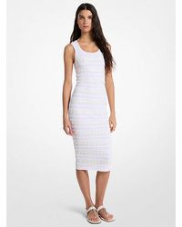 Michael Kors - Floral Embellished Stretch Knit Midi Dress - Lyst