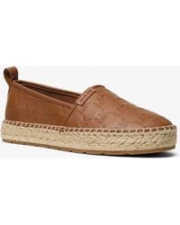 Michael Kors - Mk Elias Logo Embossed Leather Espadrille - Lyst