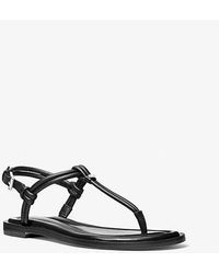 Michael Kors - Astra Leather T-strap Sandal - Lyst