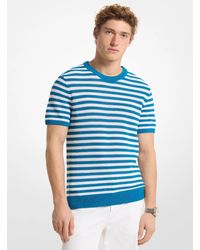 Michael Kors - Mk Striped Mesh Cotton Short-Sleeve Jumper - Lyst