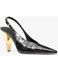 MICHAEL Michael Kors - Mk Electra Crocodile Embossed Leather Slingback Pump - Lyst