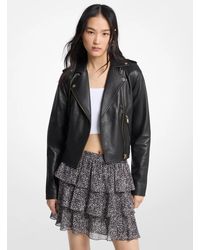 MICHAEL Michael Kors - Mk Leather Moto Jacket - Lyst
