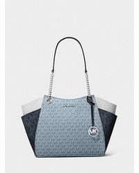 Michael Kors - Jet Set Large Color-Block Signature Logo Shoulder Bag - Lyst