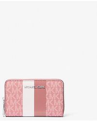 Michael Kors - Jet Set Small Signature Logo Stripe Card Case - Lyst