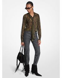 MICHAEL Michael Kors - Mkblusa De Georgette Con Estampado De Cachemir Metalizado Y Lazada - Lyst