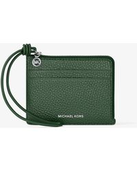 MICHAEL Michael Kors - Mk Jet Set Small Pebbled Leather Card Case Wristlet - Lyst