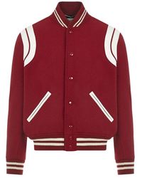 Saint Laurent Burgundy Wool Teddy Jacket - Red