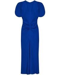 Victoria Beckham - Gathered Waist Midi Dress Midi Dress - Lyst