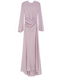 McQueen - Abito Lungo Drappeggiato Rosa Cipria Con Maniche Lunghe Svasate - Lyst