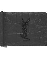 Saint Laurent Portafogli nero *ICON in pelle stampa coccodrillo con logo in metallo