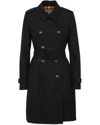 Burberry Trench blu Chelsea Heritage in cotone con chiusura doppiopetto e cintura in vita