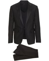DSquared² Black Beverly Hills Smoking Suit In Wool And Silk With Peaked Satin Revers