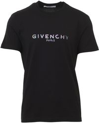 Givenchy T-shirt nera *ICON in cotone con stampa cangiante del logo del brand - Nero