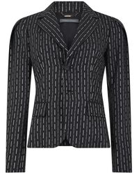 Alberta Ferretti - Jassen ,Zwart ,Wol Gedrukte Blazer Met Reverskraag - Lyst