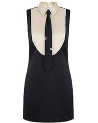 Elisabetta Franchi - Mini-Kleid Aus Duchess-Satin Mit Bindegürtel - Lyst