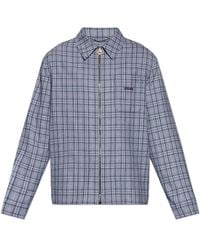 Versace - Geruite Wollen Flanellen Overshirt Met Rits - Lyst