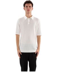 Eleventy - Geribbelde Katoenen Polo Shirt - Lyst