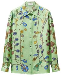 Versace - Overhemden ,Veelkleurig ,Barocco Print Zijde Blouse Met Knopen - Lyst
