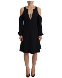 Twin Set - Black long sleeves open shoulder a-line dress - Lyst