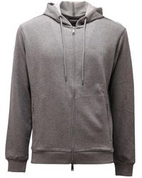 Armani - Full Zip Grau Melange Sweatshirt - Lyst