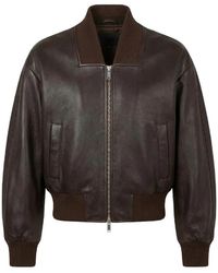 Self-Portrait - Jassen ,Bruin ,Leer Cropped Leren Bomberjack - Lyst