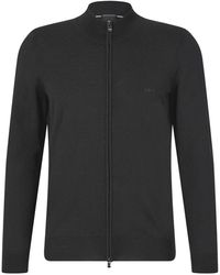 HUGO - Truien & Vesten ,Zwart ,Wol Zwarte Rits Logo Cardigan Regular Fit - Lyst