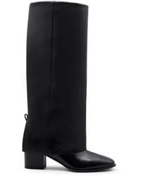 Gia Borghini - Schwarze Lederstiefel Georgina Mit Gamasche - Lyst