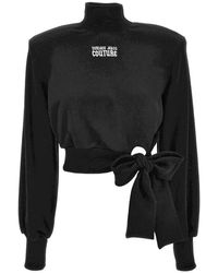Versace Jeans Couture - Truien & Vesten ,Zwart ,Katoen Bow Tie Sweater - Lyst