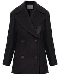 Lanvin - Jassen ,Zwart ,Wol Korte Double-Breasted Jas - Lyst