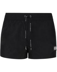 Dolce & Gabbana - Logo Plaque Stretch Swim Shorts - Lyst