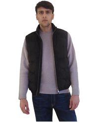 AT.P.CO - Jassen ,Bruin ,Leer Quilted Suede Gilet - Lyst