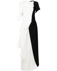Yohji Yamamoto - Asymmetrische Maxi-Jurk Met Gedrapeerde Details - Lyst