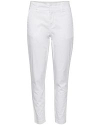 Part Two - Broeken ,Wit ,Katoen Heldere Witte Casual Fit Enkel Lengte Broek - Lyst